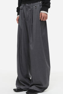 Multi-Stripe Curved Slacks Gray