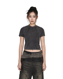 Panelled Baby Tee (Grey)