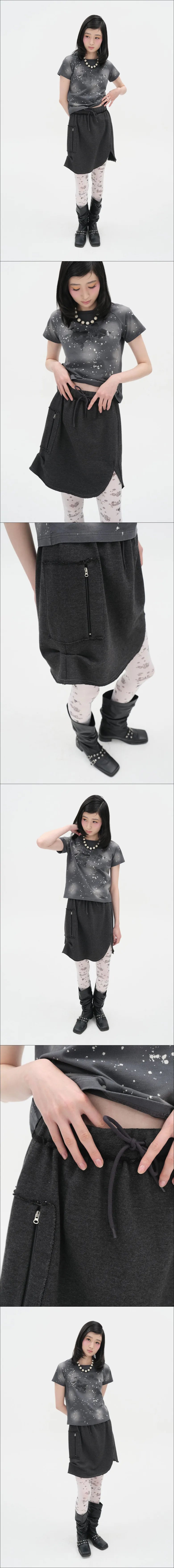 Slit Pocket Jersey Skirt [Charcoal]