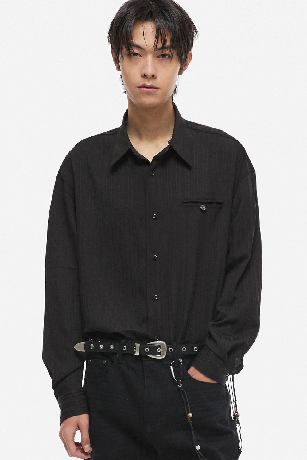 Slavic Striped Shirt Black