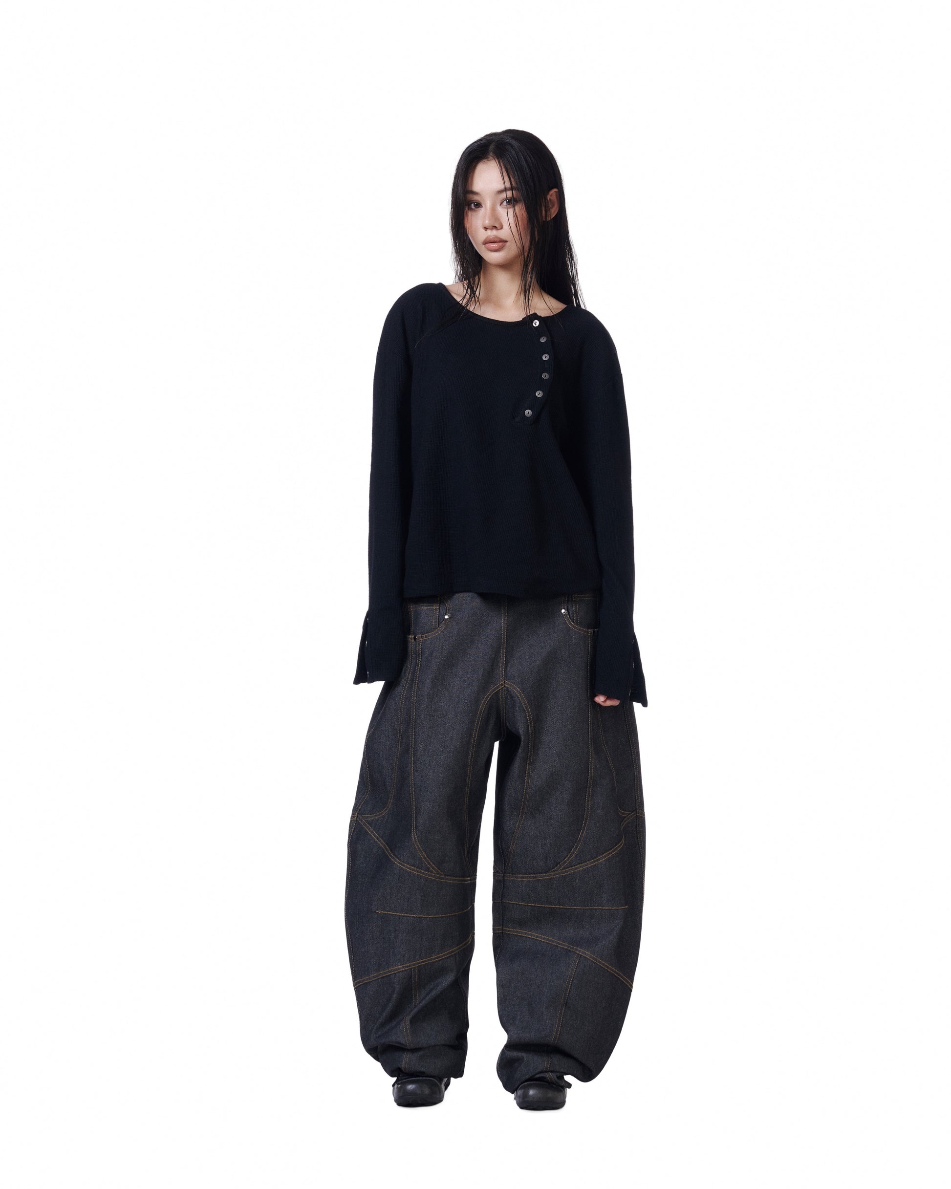 Henley Crop (Black)