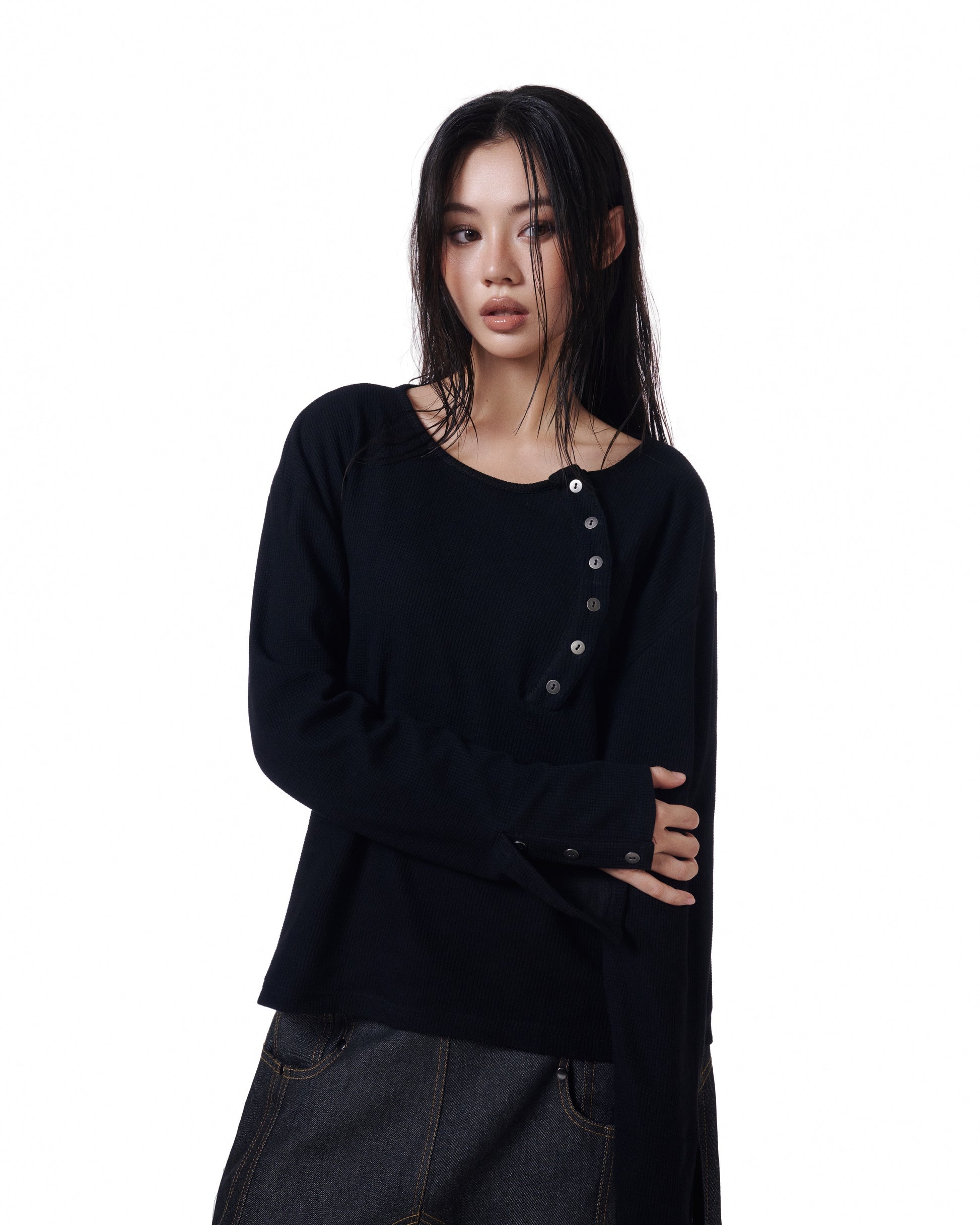 Henley Crop (Black)