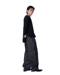 Henley Long Sleeve Oversized (Black)