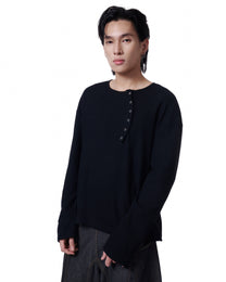 Henley Long Sleeve Oversized (Black)