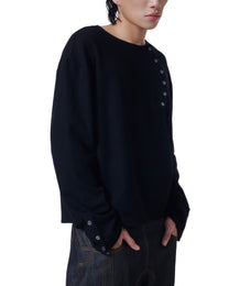 Henley Long Sleeve Oversized (Black)