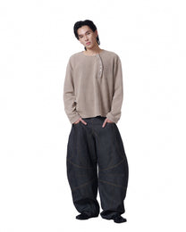 Henley Long Sleeve Oversized (Sand Cream)