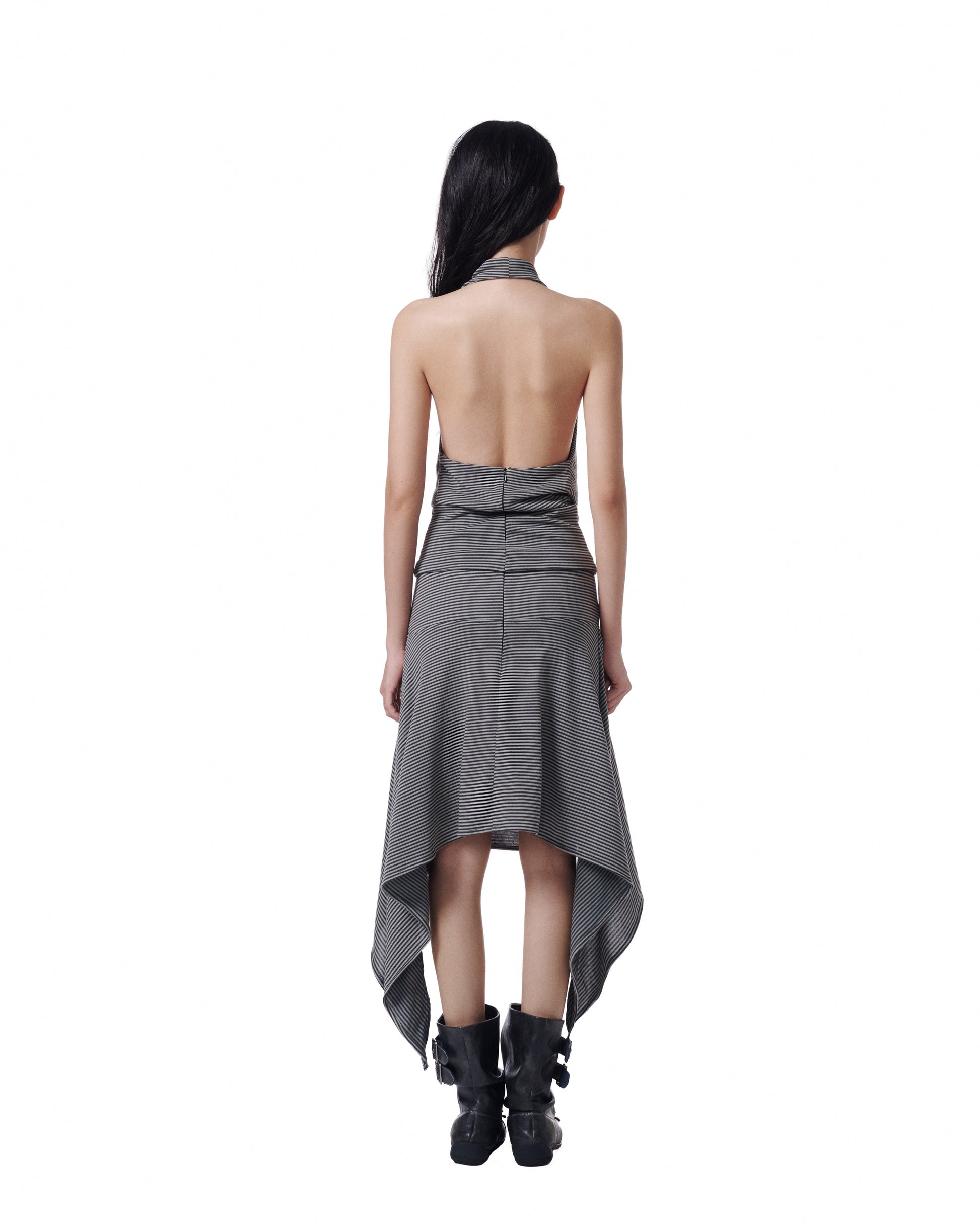 Pinstripe Halter Drape Top