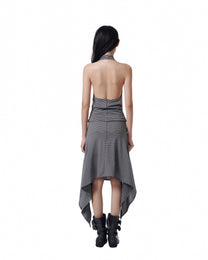 Pinstripe Halter Drape Top