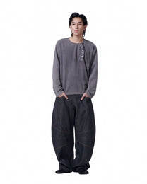 Henley Long Sleeve Oversized (Charcoal)