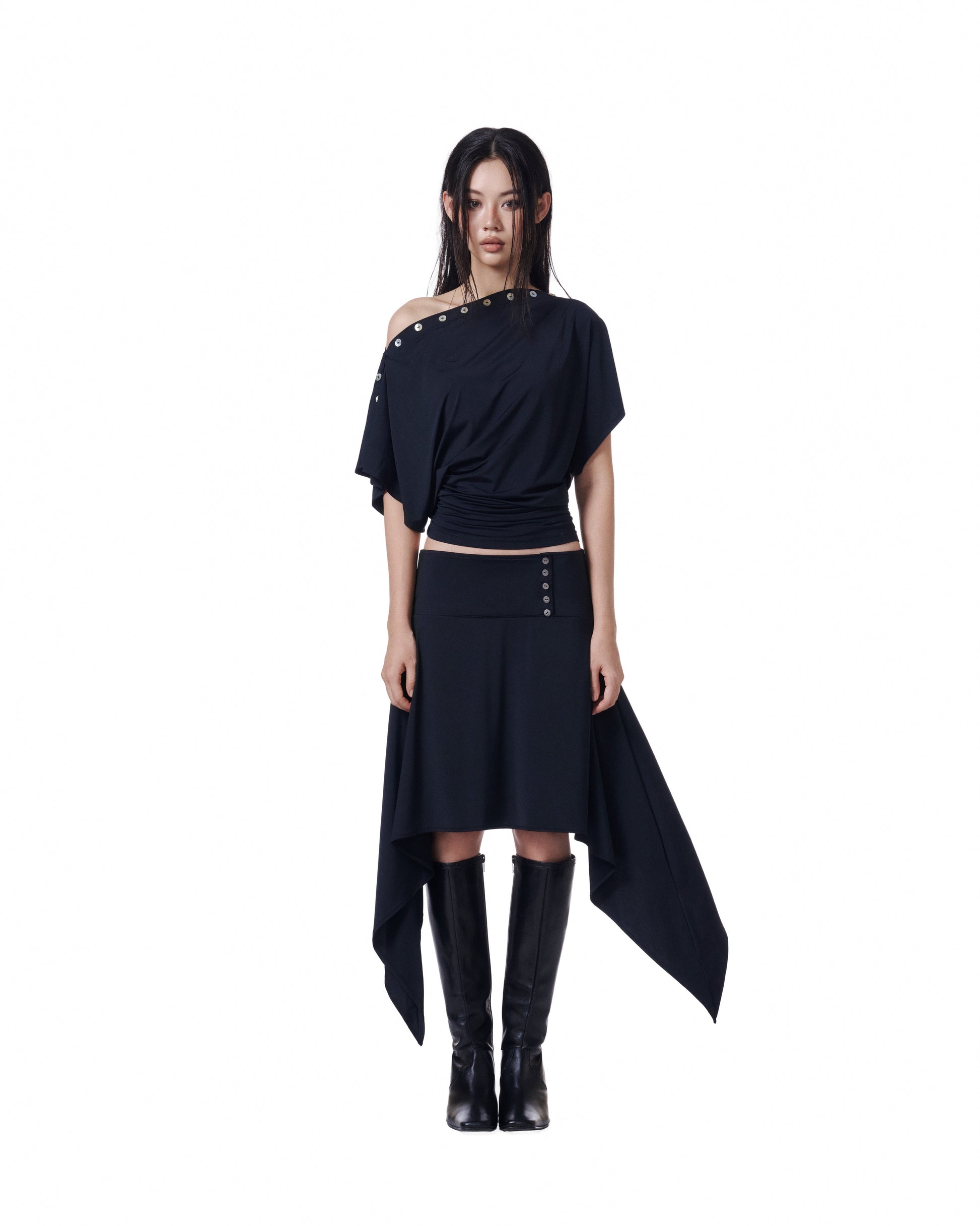 Veil Button Skirt