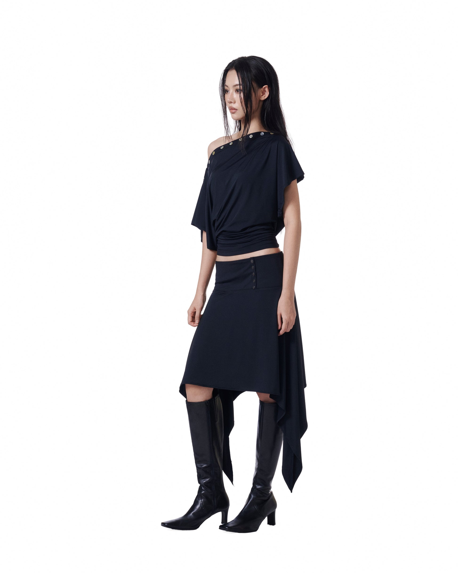 Veil Button Skirt