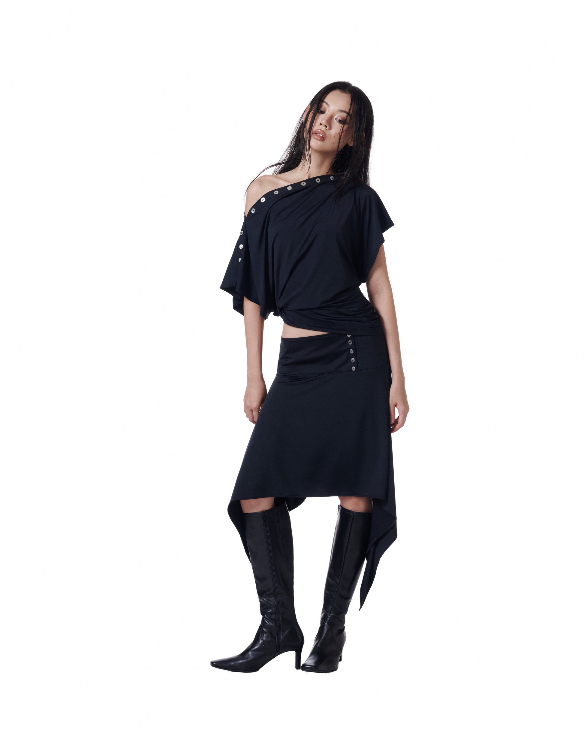 Veil Button Skirt