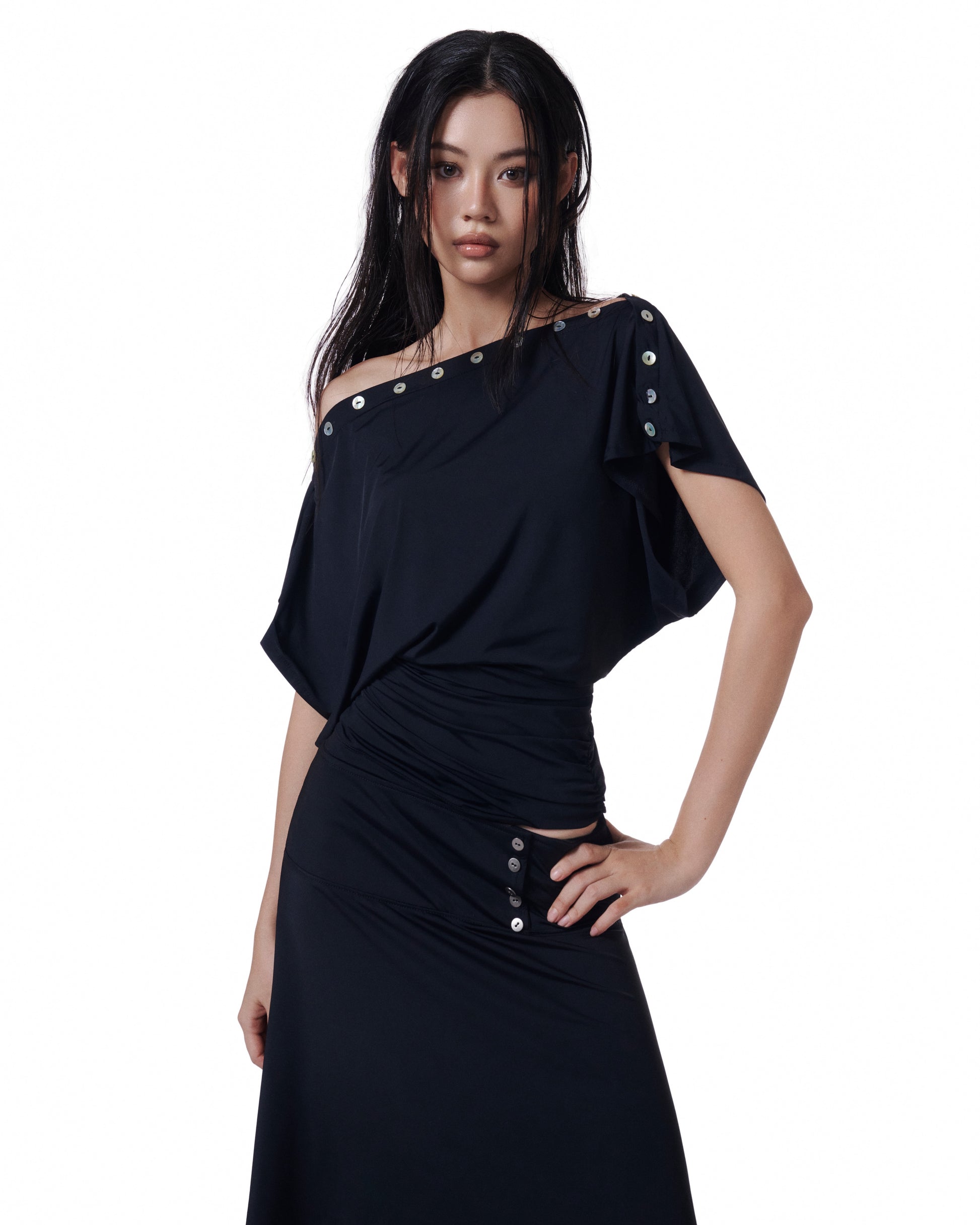 Opal Shell Top (Black) (3rd Restock)