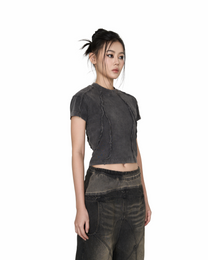 Panelled Baby Tee (Grey)