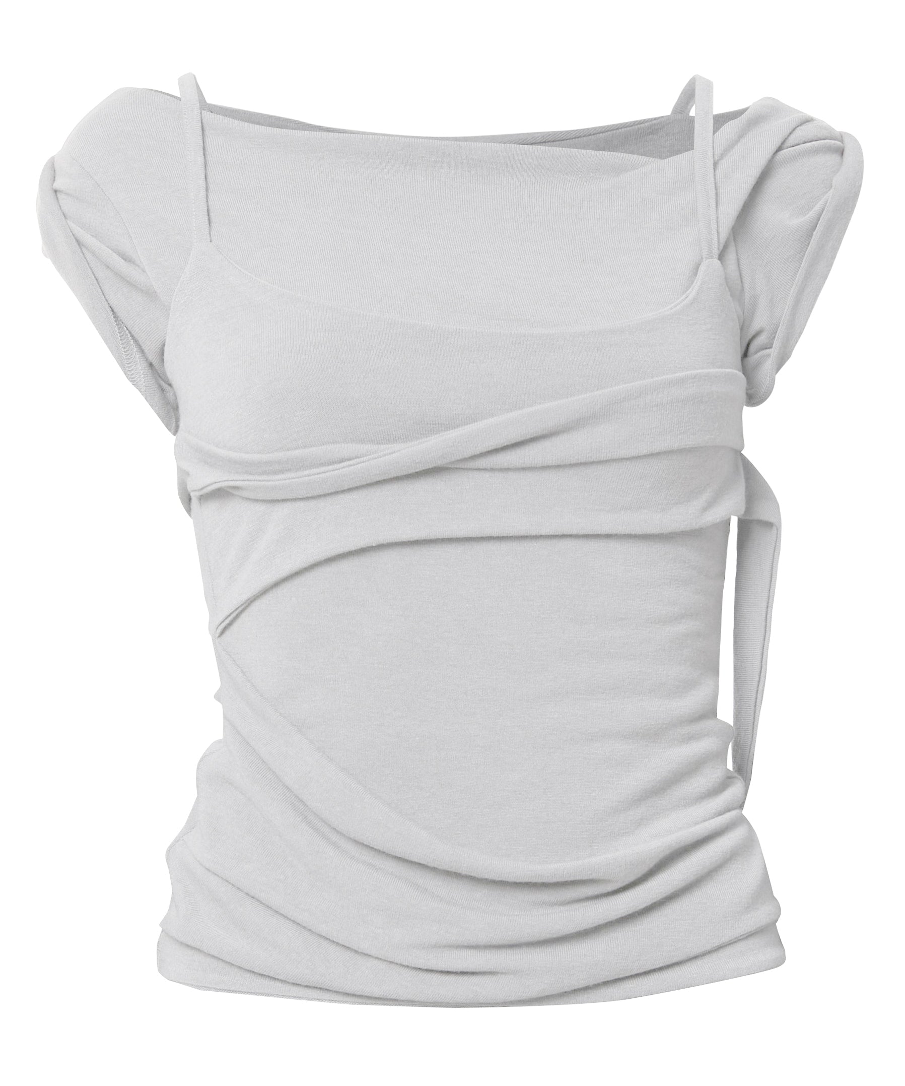 Layered Bustier T-Shirt (Cloud White)
