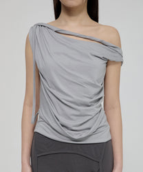 Braided Drape One-Shoulder Top