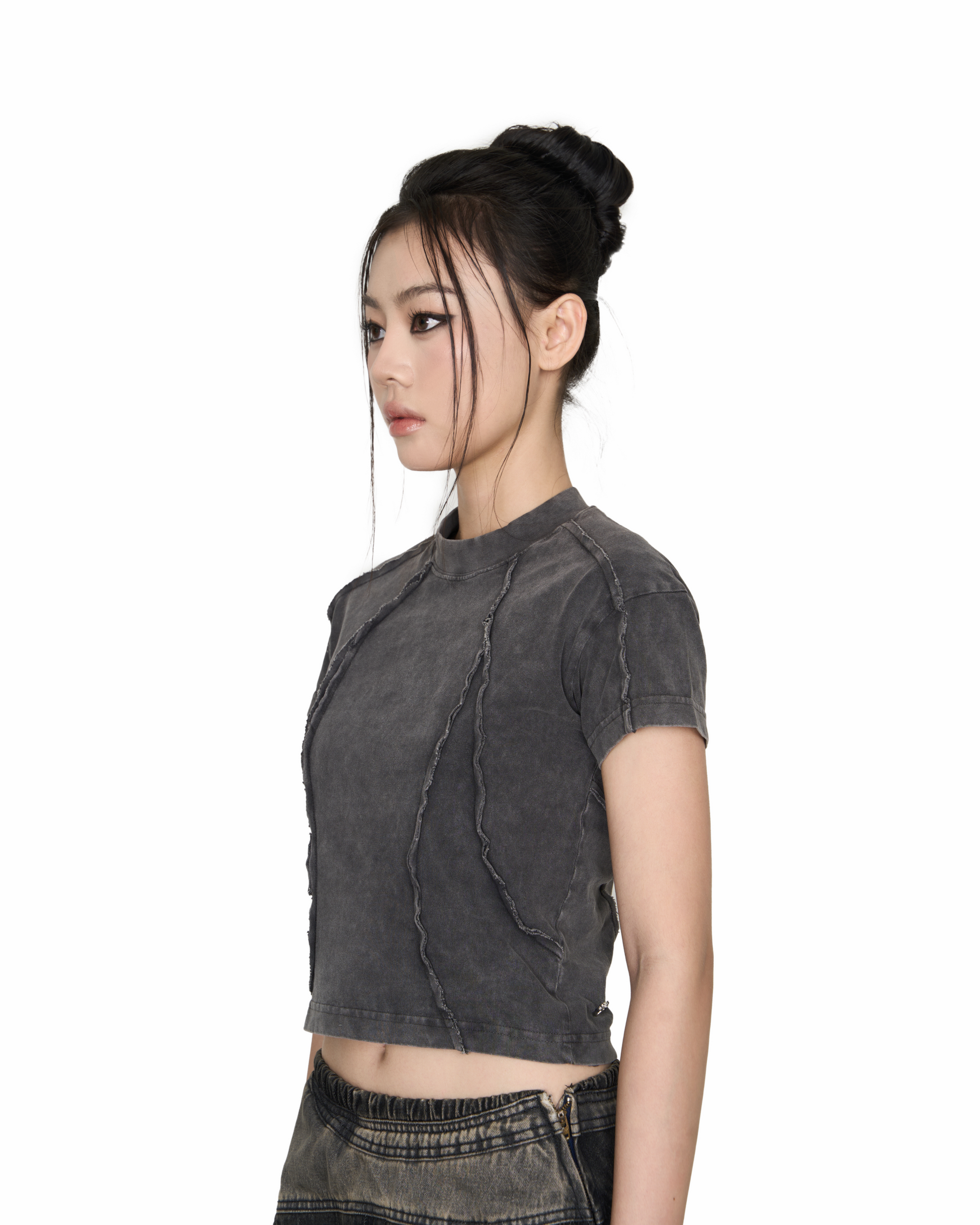 Panelled Baby Tee (Grey)
