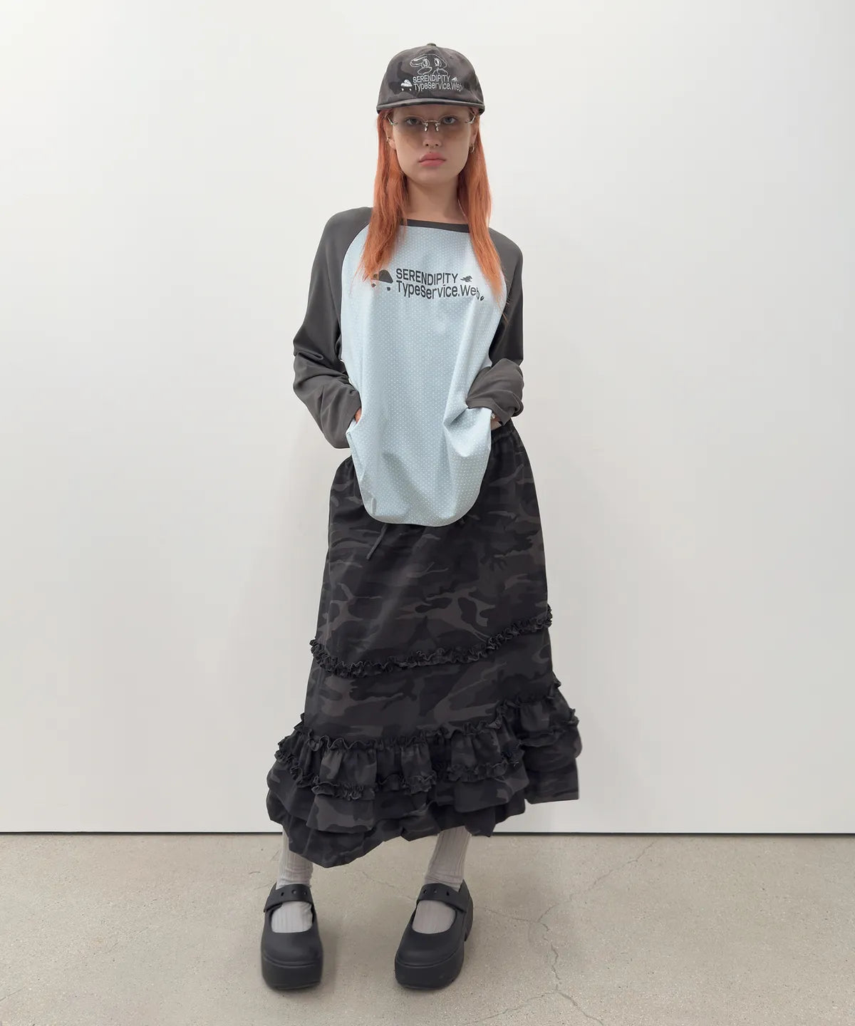 Camo Volume Skirt [Charcoal]