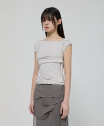 Layered Bustier T-Shirt (Cloud White)