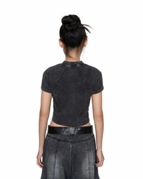 Panelled Baby Tee (Black)