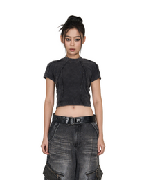 Panelled Baby Tee (Black)