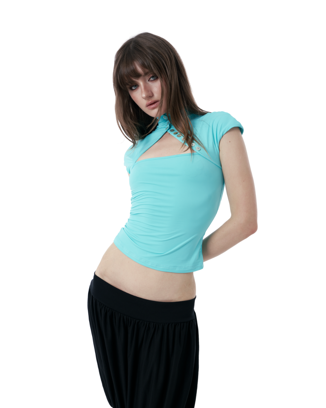 Shell Fitted Top Aqua