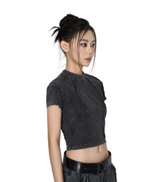Panelled Baby Tee (Black)