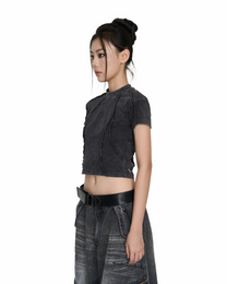 Panelled Baby Tee (Black)