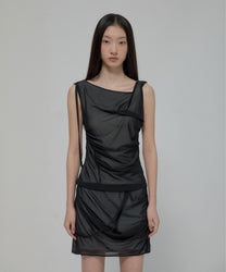 Draped Mesh Layered Mini Skirt