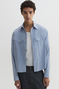 Striped Crop Shirt (Blue)