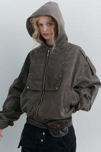 Hooded Work Jacket [Stone Brown]