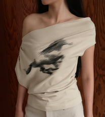 Horse Tee Beige
