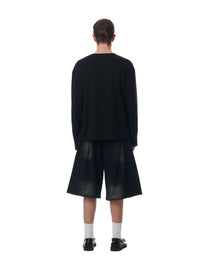 WASHED PLEATED JORTS