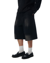 WASHED PLEATED JORTS