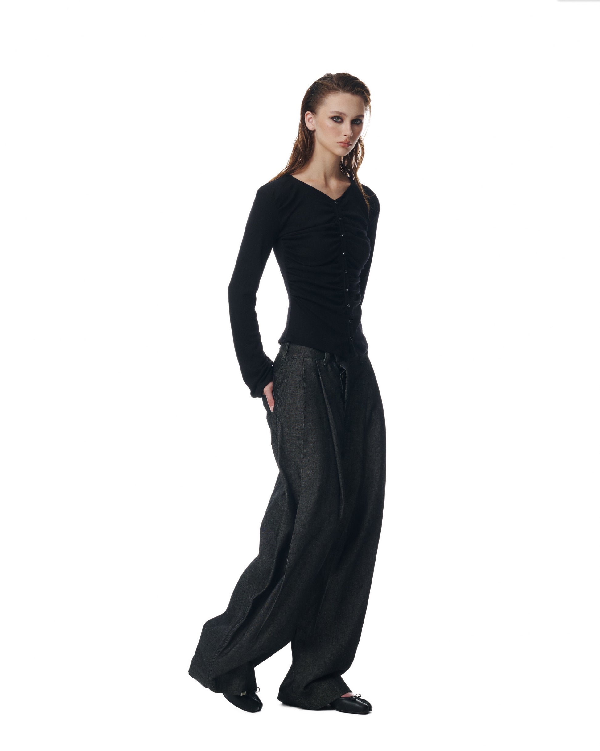 Side Pleat Raw Denim Pants (2nd Restock)