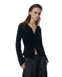 RUCHED CARDIGAN TOP