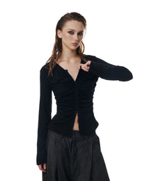 RUCHED CARDIGAN TOP