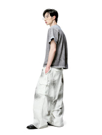 Grey Panelled Washed Cotton Jersey