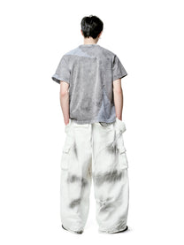 Grey Panelled Washed Cotton Jersey