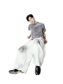 Grey Panelled Washed Cotton Jersey