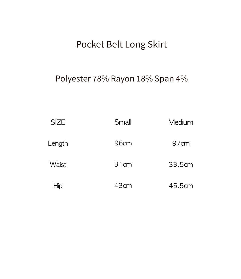 Pocket Belt Long Skirt (Black)