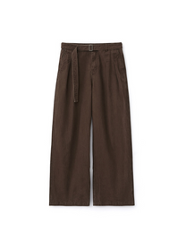 Belted Herringbone Pants (Brown)