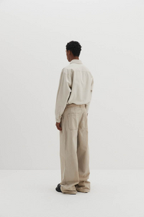 Belted Herringbone Pants (Beige)