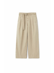 Belted Herringbone Pants (Beige)
