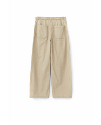 Belted Herringbone Pants (Beige)