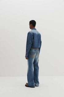 Western Flare Denim Pants (Blue)