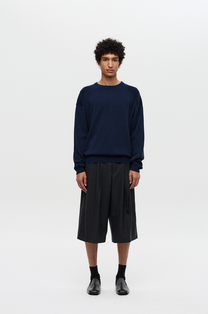 Belted Stripe Bermuda Slacks (Black)