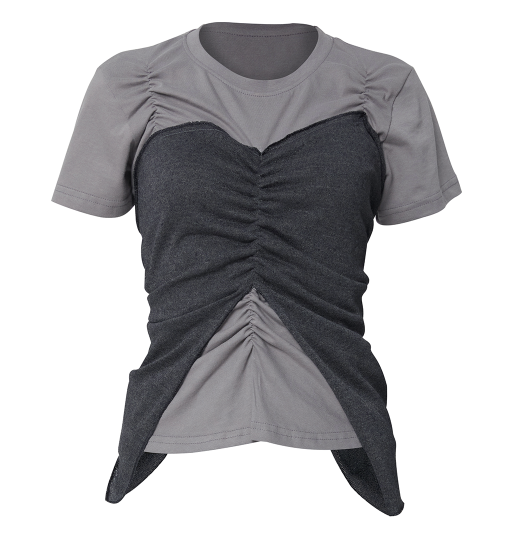 Bustier Layered T-Shirt (Gray/Charcoal)