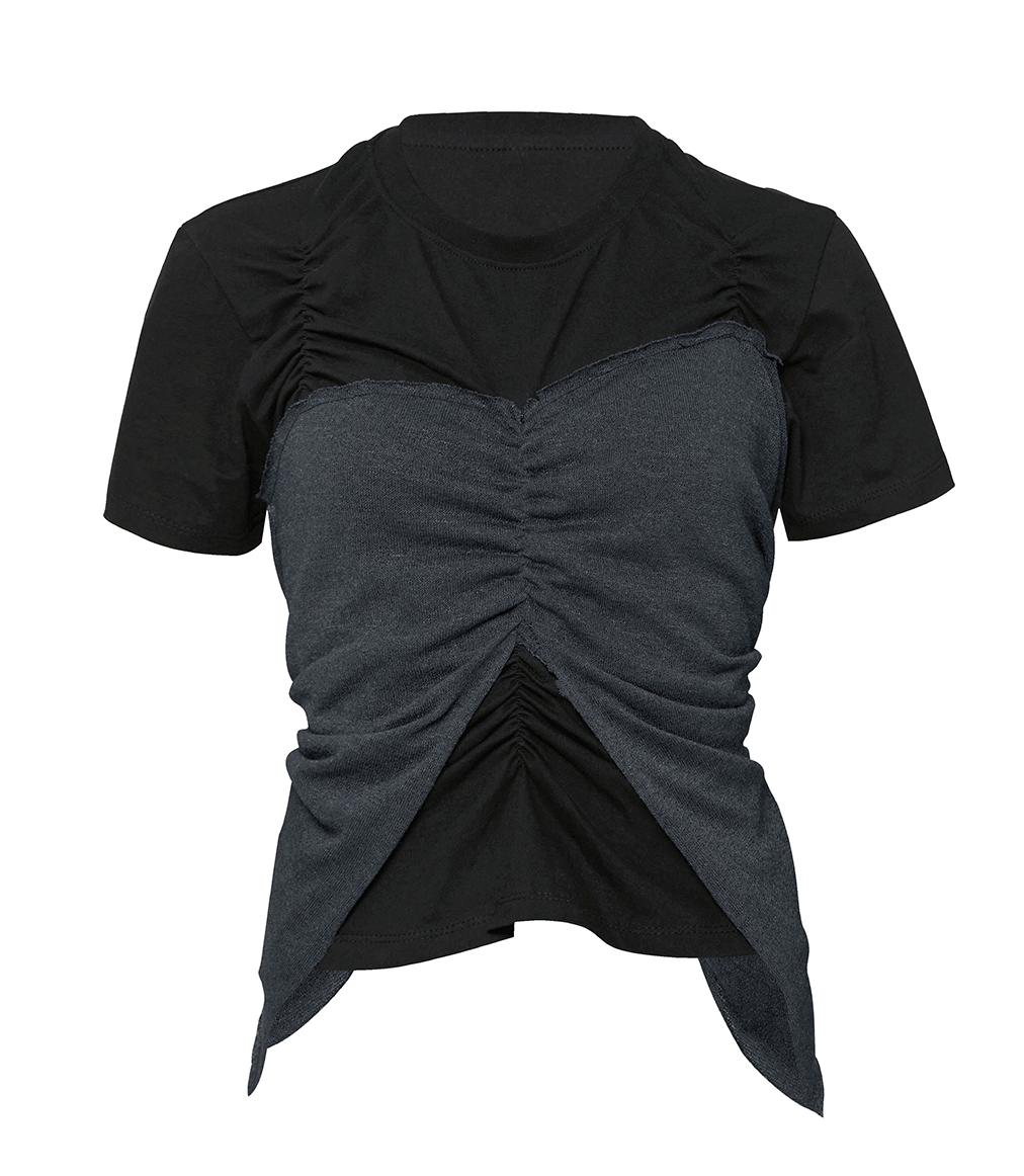 Bustier Layered T-Shirt (Black/Charcoal)