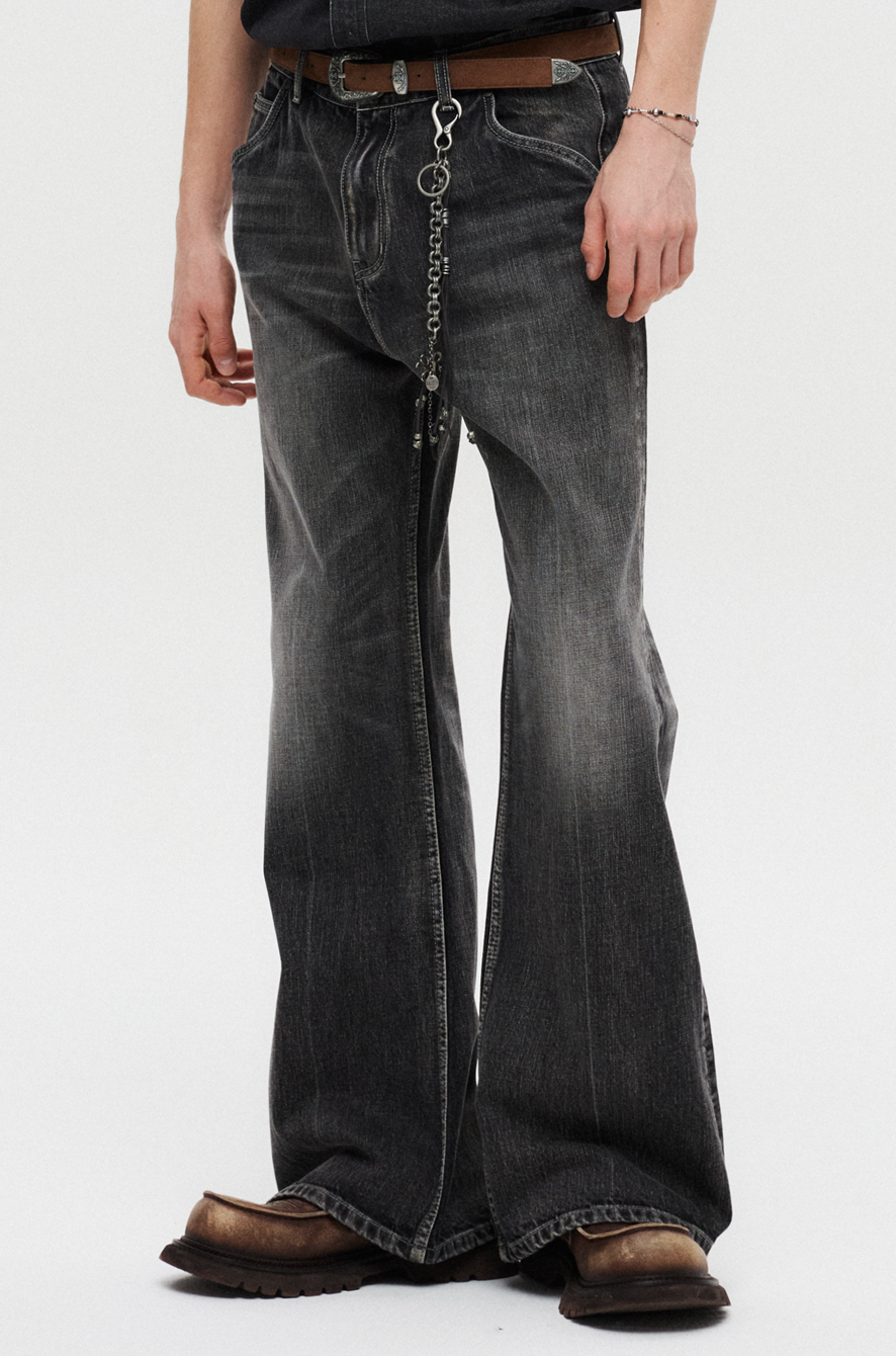 Western Flare Denim Pants (Black)